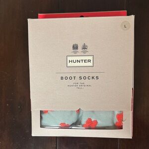 Hunter Mint Green Socks with Coral Floral Accents